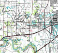 Topographical map of the Jester Prison Farm, the Central Prison Farm, and Sugar Land Regional Airport, July 1, 1990, U.S. Geological Survey