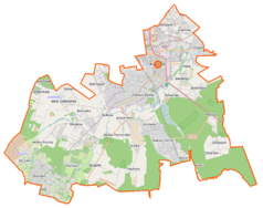 Mapa konturowa gminy Piaseczno, u góry nieco na prawo znajduje się punkt z opisem „Polkolor”