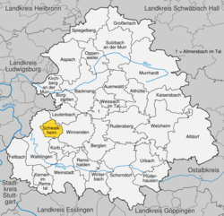 Elhelyezkedése Baden-Württemberg térképén