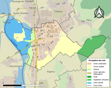 Carte en couleurs présentant l'occupation des sols.