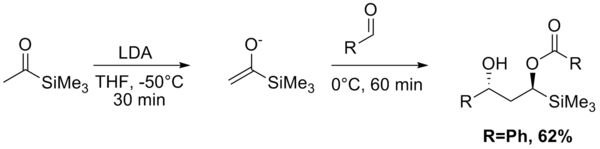 Aldol–Tishchenko reaction starting from acetyl trimethylsilane and acetaldehyde