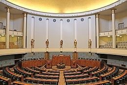 The Parliament of Finland sits in the Parliament House in Helsinki