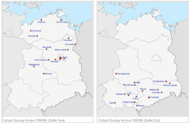 Location of teams in the 1995–96 NOFV-Oberliga