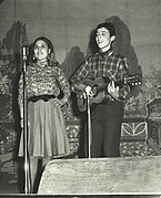 Remigi Palmero i Ruà (12-02-1967), actuant amb Fina a l'escenari del Teatre Moderno