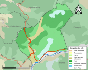 Carte en couleurs présentant l'occupation des sols.