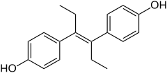 Structuurformule van trans-di-ethylstilbestrol