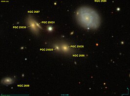 NGC 2687A (linksboven, rechts)