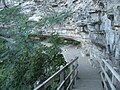 Indian Ladder Trail, from above a staircase leading down over brush