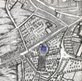 Le couvent des Capucins (en bleu) en 1672