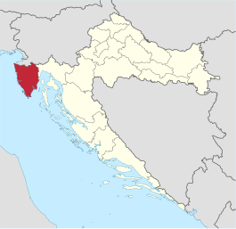 Locatie van provincie Istrië in Kroatië