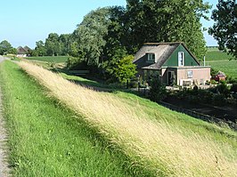 De dijk Poolland met bewoning