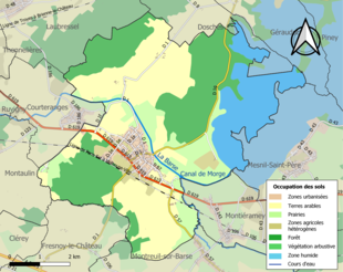 Carte en couleurs présentant l'occupation des sols.