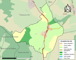 Carte en couleurs présentant l'occupation des sols.