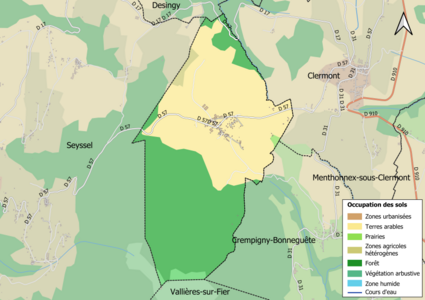 Carte en couleurs présentant l'occupation des sols.