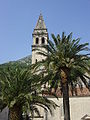 Igreja principal de Perasto (Perast) com o seu campanário em típico estilo veneziano