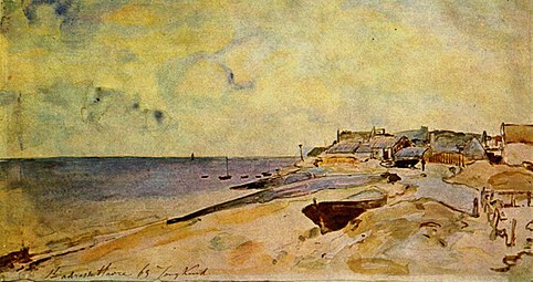 La Plage de Sainte-Adresse, 1863, aquarelle Musée du Louvre.