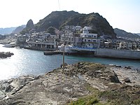 亀岩展望所から見た太海漁港