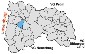 Lage von Eschfeld in der Verbandsgemeinde Arzfeld