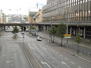 Riksväg 162 vid Oslo Sentralstasjon.