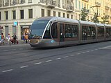 Ligne 1 du tramway sur l'avenue.