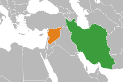 Map indicating locations of Iran and Syria