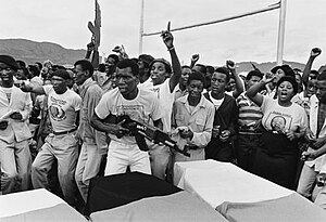 The funeral of the victims of the 1985 Queenstown Massacre.