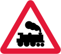 Level crossing ahead, without barrier