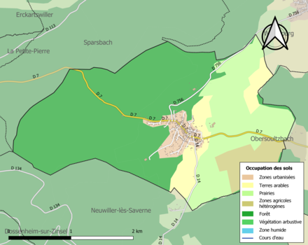 Carte en couleurs présentant l'occupation des sols.