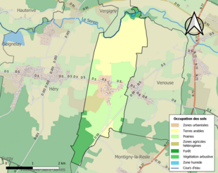 Carte en couleurs présentant l'occupation des sols.