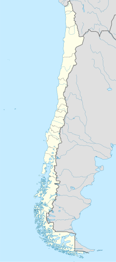 Mapa konturowa Chile, w centrum znajduje się punkt z opisem „Cunco”