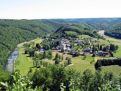 Paysage caractéristique de l'Ardenne, ici Frahan sur le versant Belge du massif ardennais