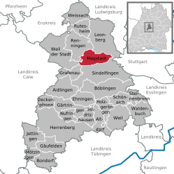 Elhelyezkedése Baden-Württemberg térképén