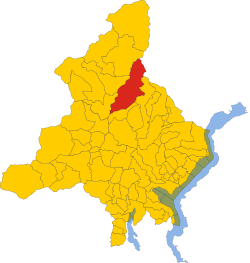 Elhelyezkedése Verbano-Cusio-Ossola megye térképén