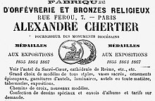 Publicité dans le Bulletin du Diocèse de Reims en 1876.