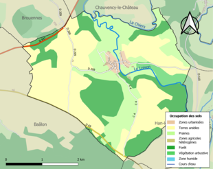 Carte en couleurs présentant l'occupation des sols.