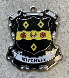 The family crest for the Irish branch of the House of Mitchell.