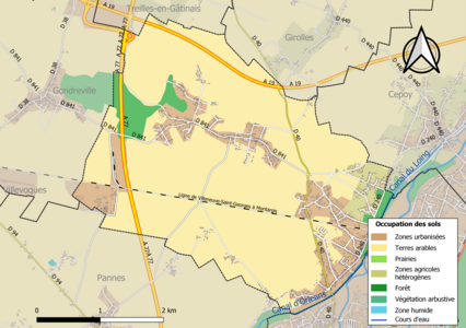 Carte des infrastructures et de l'occupation des sols de la commune en 2018 (CLC).