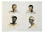 A Hottentot, a Hottentot Woman, a Kaffre, a Kaffre Woman, Aquatint 1805