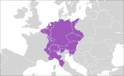 The Halie Romane Rik c. 1600, imposed ower current state borders