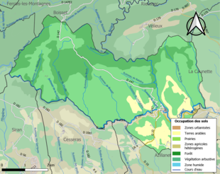 Carte en couleurs présentant l'occupation des sols.