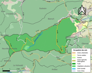 Carte en couleurs présentant l'occupation des sols.