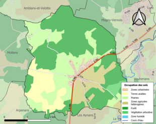 Carte en couleurs présentant l'occupation des sols.