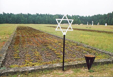 Minnesmärke vid massgrav i Chełmnos skogsläger (Waldlager).