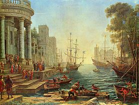 Claude Lorrain - Hamn der heilage Ursula legg ut (1641)