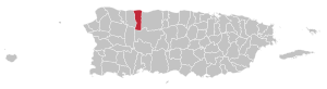 Map of Puerto Rico highlighting Hatillo Municipality