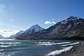 View of the mountains surrounding the Waterton Lake