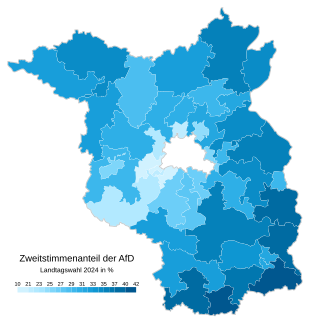 Alternative für Deutschland ﻿Höchstes: 41,7 % (Spree-Neiße II) ﻿Niedrigstes: 10,7 % (Potsdam I)