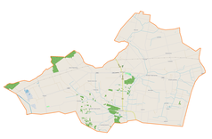 Mapa konturowa gminy Kiernozia, na dole znajduje się punkt z opisem „Czerniew”