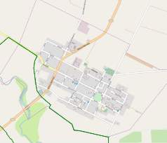 Mapa konturowa Lipska, blisko centrum na lewo znajduje się punkt z opisem „Przedsiębiorstwo Produkcyjne „Unitra-Lipsk””