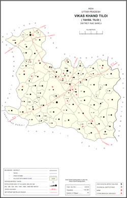 Map showing Chingahi (#078) in Tiloi CD block